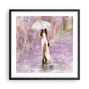 Póster en marco negro - En la lluvia de lilas - 50x50 cm