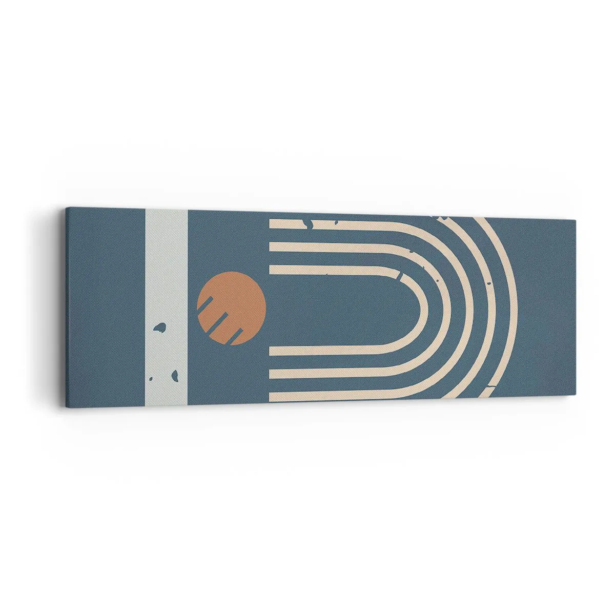 Cuadro sobre lienzo - Impresión de Imagen - Geometría sobre azul marino - 90x30 cm