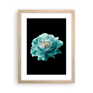 Póster en marco roble claro - Pétalos azules y dorados - 30x40 cm
