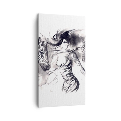 Cuadro sobre lienzo - Impresión de Imagen - Bailando con las cebras - 45x80 cm