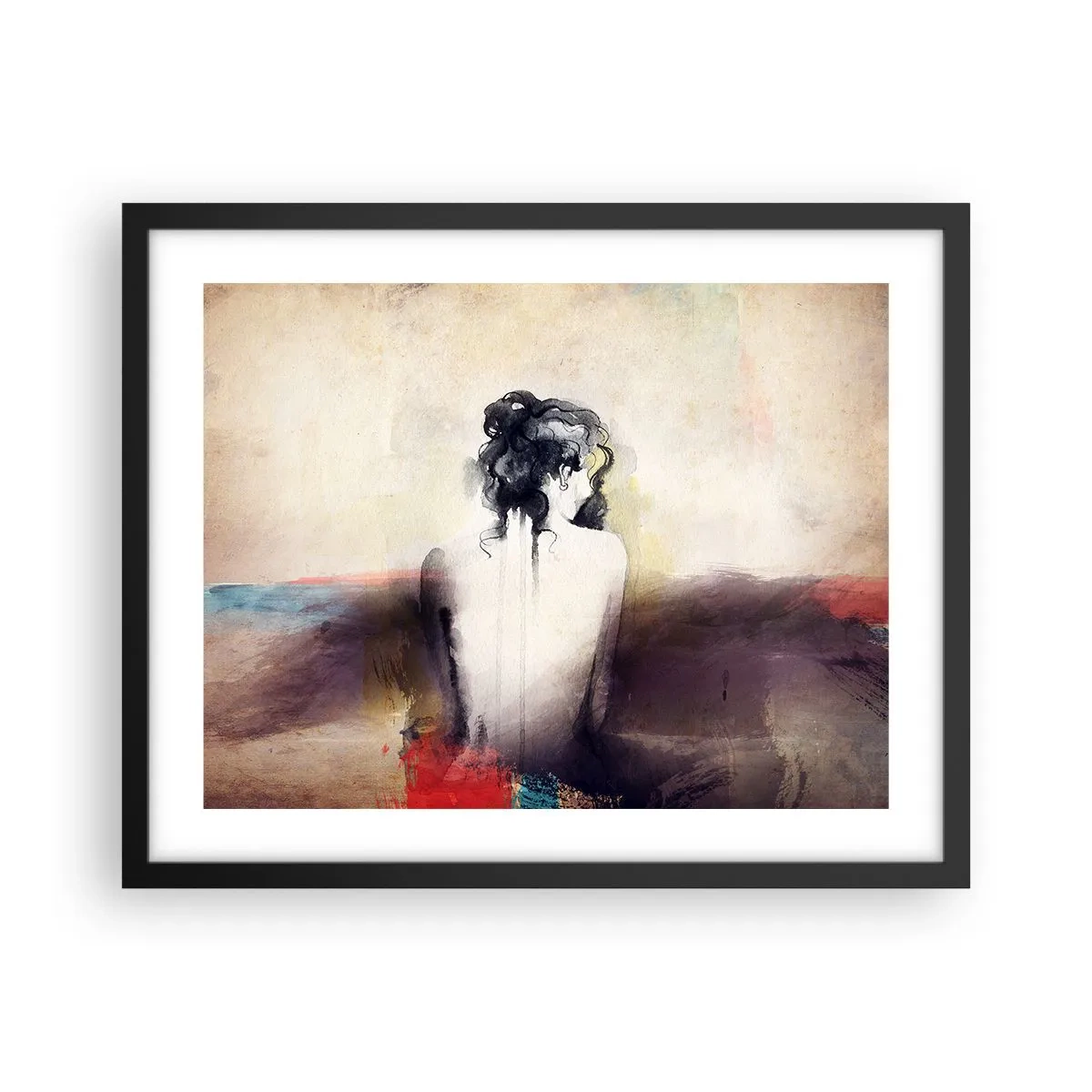Póster en marco negro - Líneas suaves, formas ovaladas - 50x40 cm