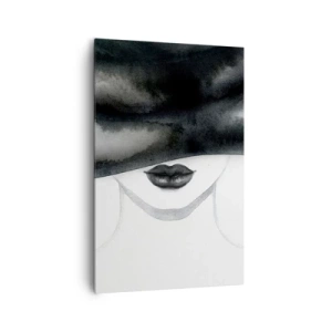 Cuadro sobre lienzo - Impresión de Imagen - Un retrato sutil de una mujer con el rostro cubierto en un estilo monocromático. - 80x120cm - Un misterio sensual - Decoración de pared moderna para salón y dormitorio ARTTOR
