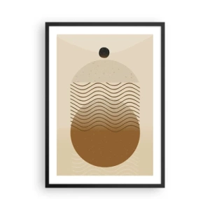 Póster en marco negro - Un patrón minimalista con ondas y formas geométricas. - 50x70cm - Sobre el origen de las figuras geométricas - Decoración de pared moderna para salón y dormitorio ARTTOR