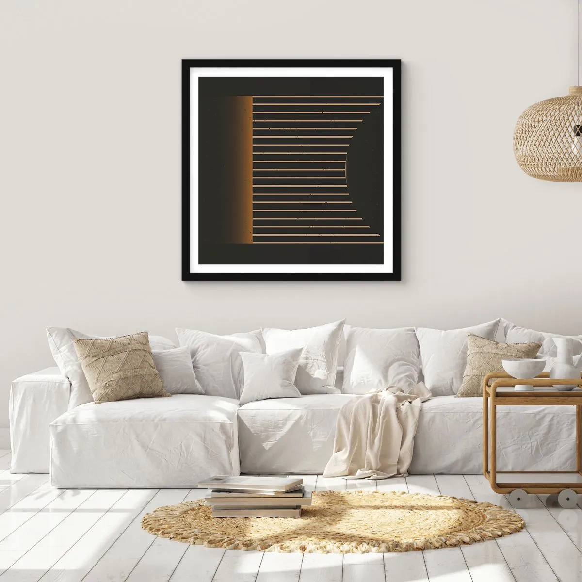 Póster en marco negro - Explorar la oscuridad - 30x30 cm