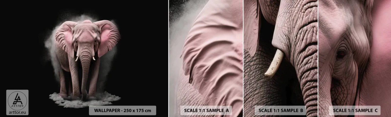 Muestra De Fotomural Standard Eco - El rey rosado de oriente - Sol, Safari, África - 100x30 cm