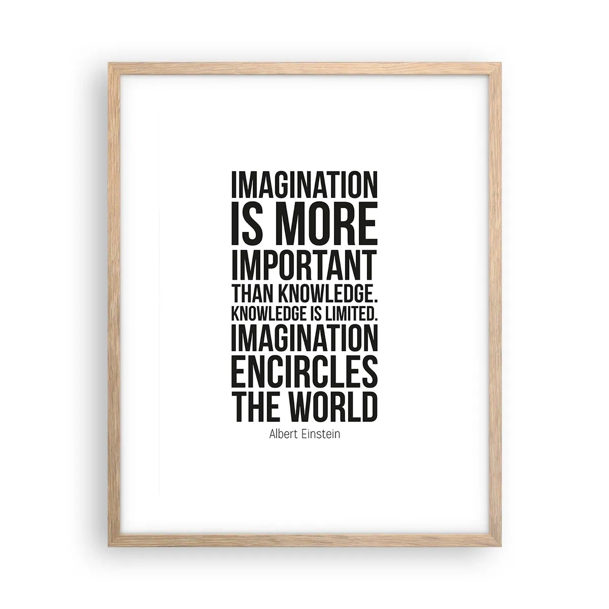 Póster en marco roble claro - Einstein, sobre el poder de la imaginación - 40x50 cm