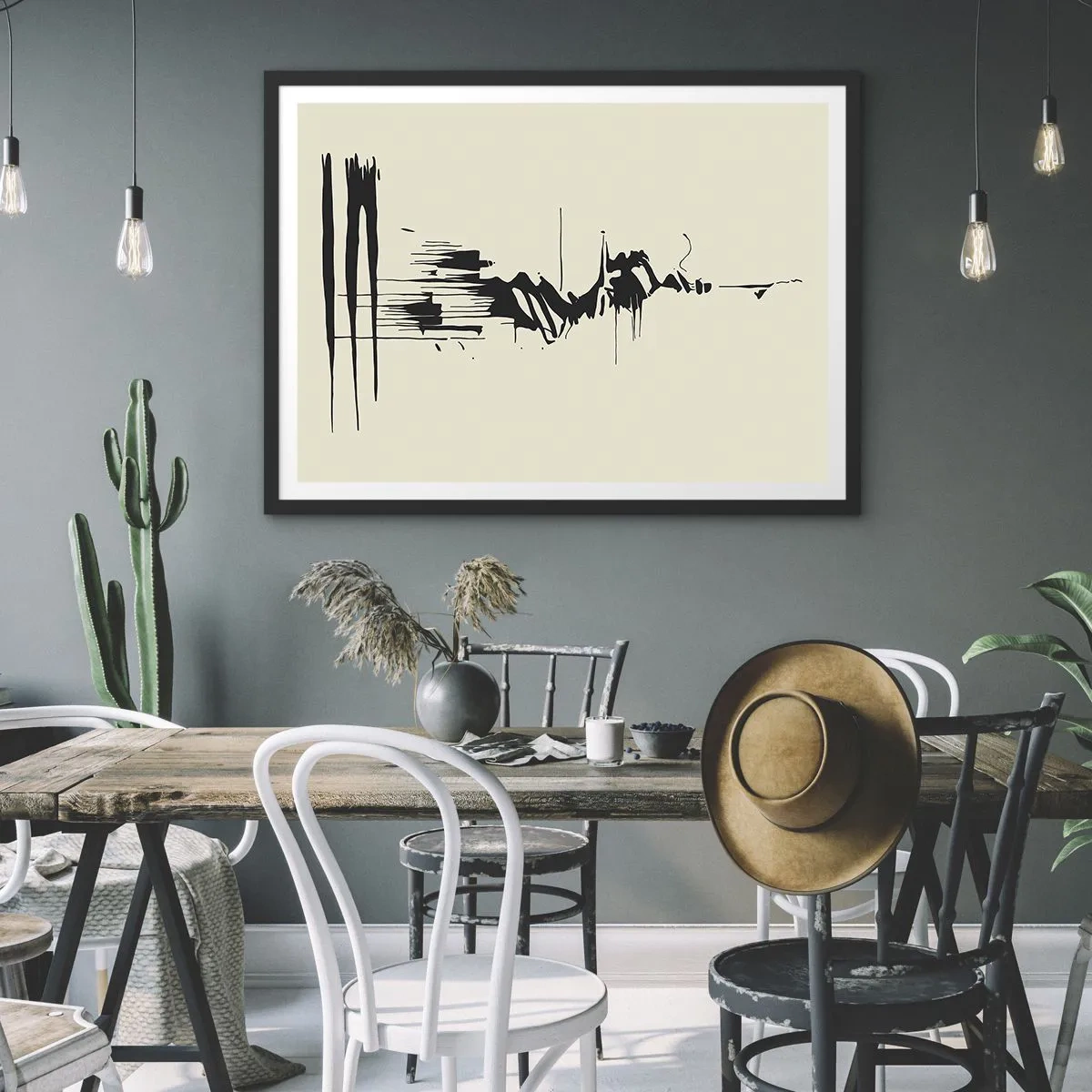 Póster en marco negro - Abstracción apresurada - 50x40 cm