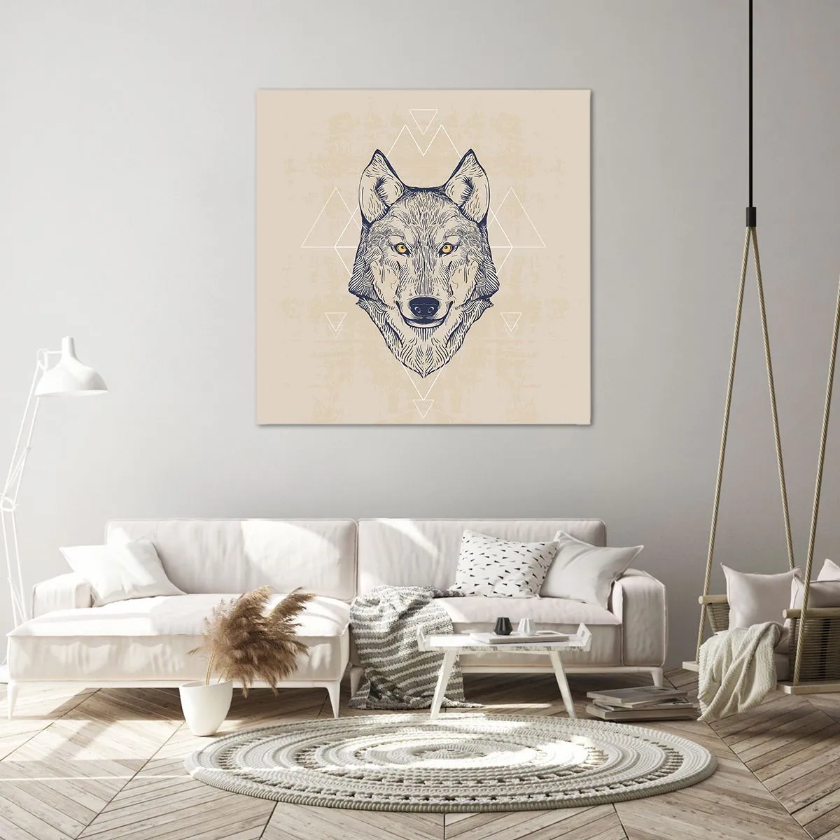 Cuadro sobre lienzo - Impresión de Imagen - La mirada del lobo alfa - 70x70 cm