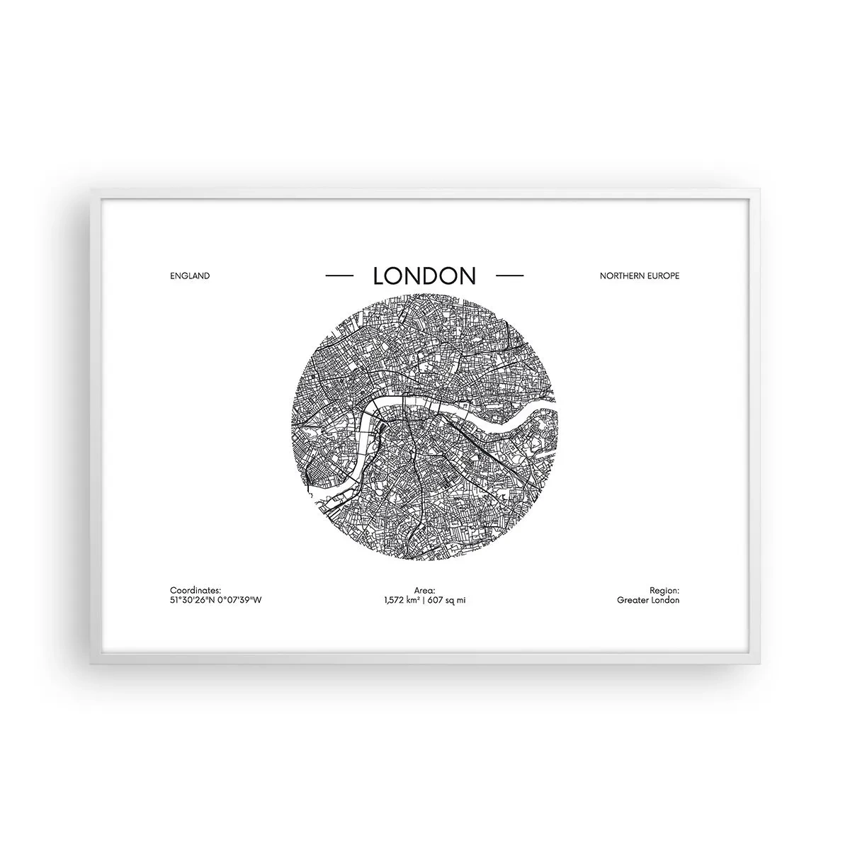 Póster en marco blanco - Anatomía de Londres - 100x70 cm
