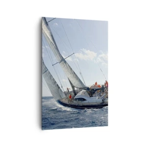 Cuadro sobre lienzo - Impresión de Imagen - Carrera de yates en mar abierto bajo un cielo azul - 80x120cm - Que gane el mejor - Decoración de pared moderna para salón y dormitorio ARTTOR