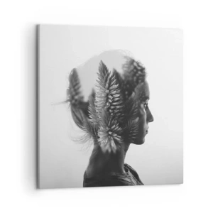 Cuadro sobre lienzo - Impresión de Imagen - La dama del bosque de pinos - 50x50 cm