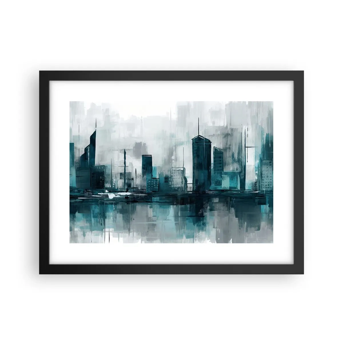 Póster en marco negro - Ciudad color lluvia - 40x30 cm