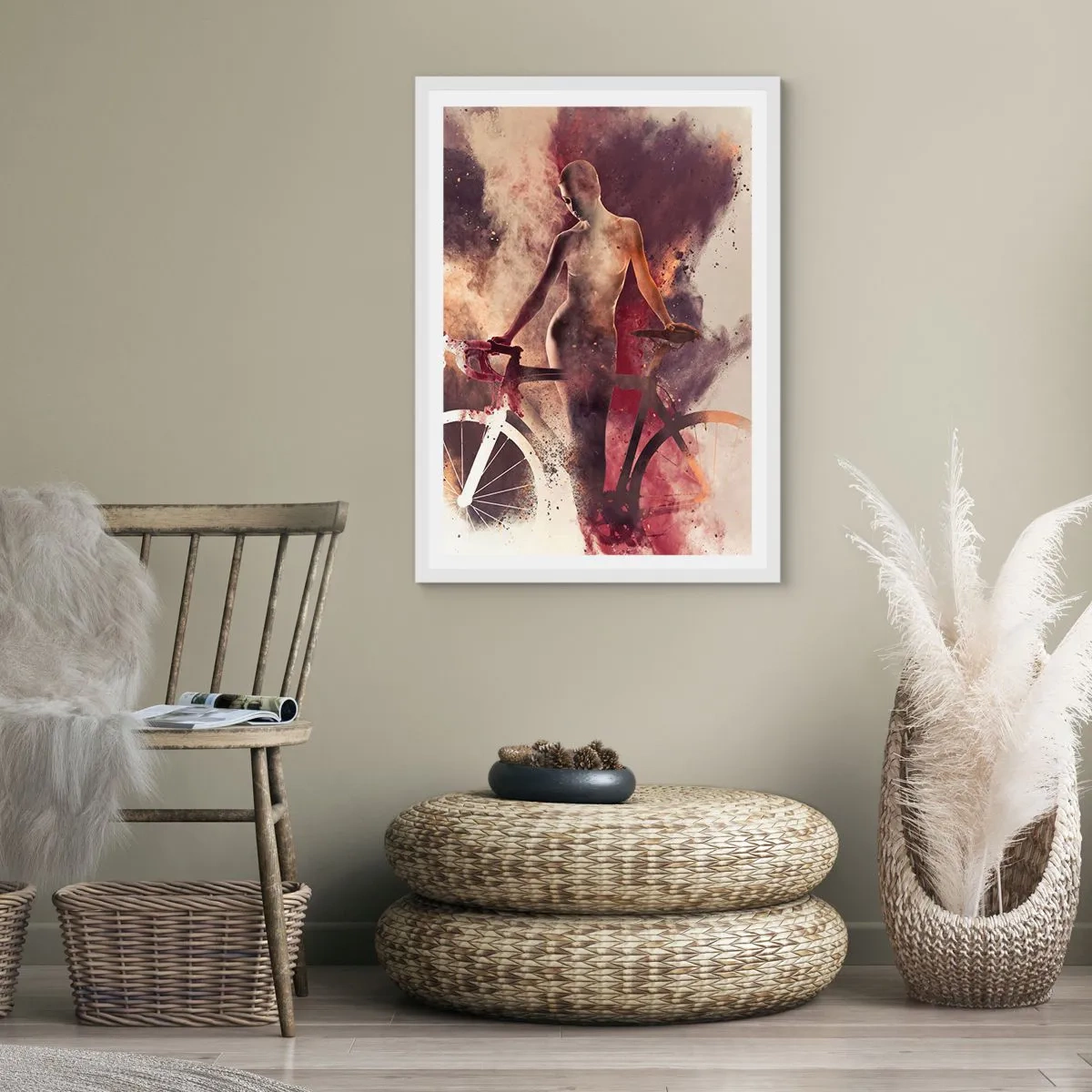 Póster en marco blanco - En las formas de mármol un alma ciclista - 40x50 cm