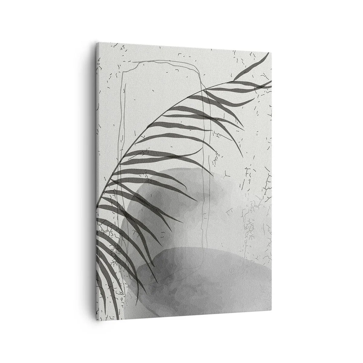 Cuadro sobre lienzo - Impresión de Imagen - Un delicado motivo de hojas de palma sobre un fondo claro en estilo escandinavo. - 50x70cm - El sutil exotismo de la naturaleza - Decoración de pared moderna para salón y dormitorio ARTTOR