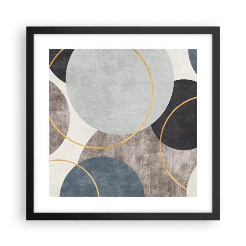 Póster en marco negro - Círculo tras círculo - 40x40 cm