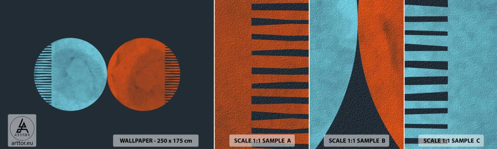 Muestra de fotomural autoadhesivo Deluxe Sticker - ¿Solo geometría? - Abstracción, Pedazo, Distritos - 100x30 cm