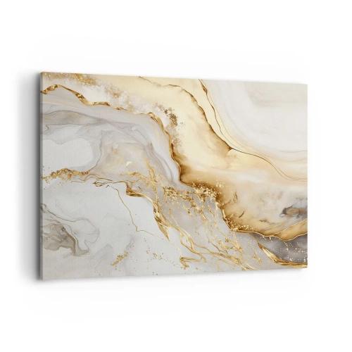 Cuadro sobre lienzo - Impresión de Imagen - Patrones abstractos de oro y mármol sobre un fondo claro. - 120x80cm - Abstracción: belleza y bondad - Decoración de pared moderna para salón y dormitorio ARTTOR