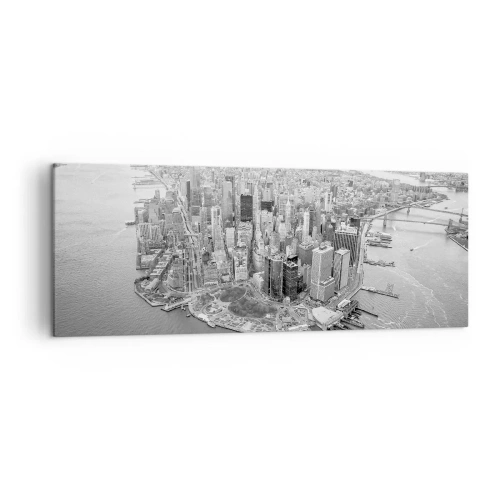 Cuadro sobre lienzo - Impresión de Imagen - Vista aérea de Manhattan en blanco y negro - 140x50cm - ¿Cómo no amar este lugar? - Decoración de pared moderna para salón y dormitorio ARTTOR