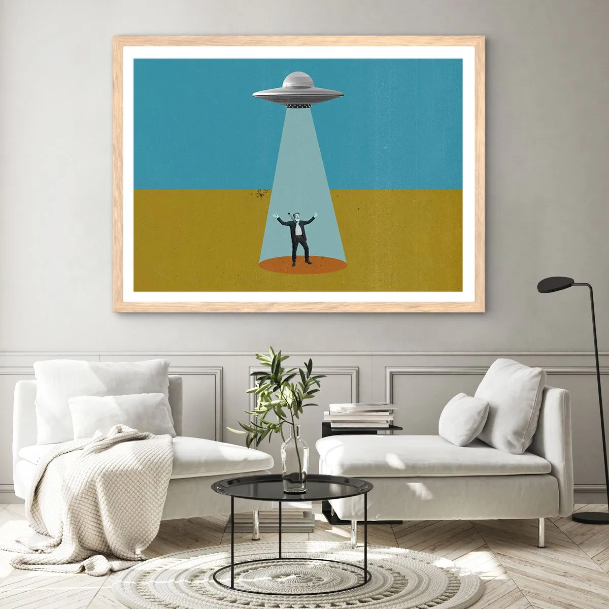 Póster en marco roble claro - Un encuentro cercano - 70x50 cm