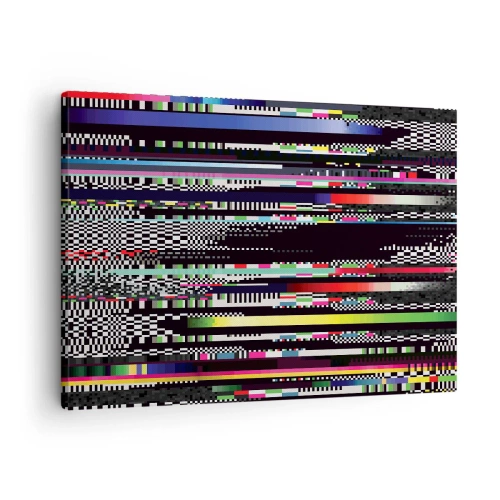 Cuadro sobre lienzo - Impresión de Imagen - Líneas y píxeles coloridos en un estilo abstracto. - 70x50cm - Una imagen de otra realidad - Decoración de pared moderna para salón y dormitorio ARTTOR