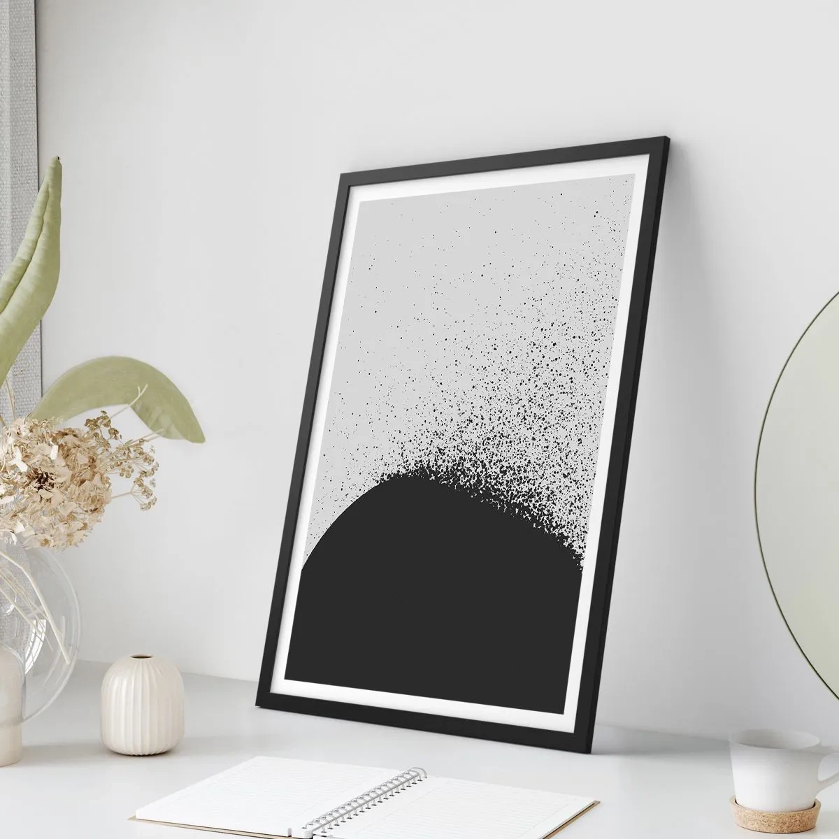 Póster en marco negro - El movimiento de las partículas - 40x50 cm