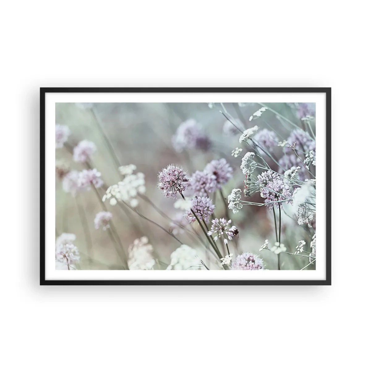 Póster en marco negro - Dulces filigranas de hierbas - 91x61 cm