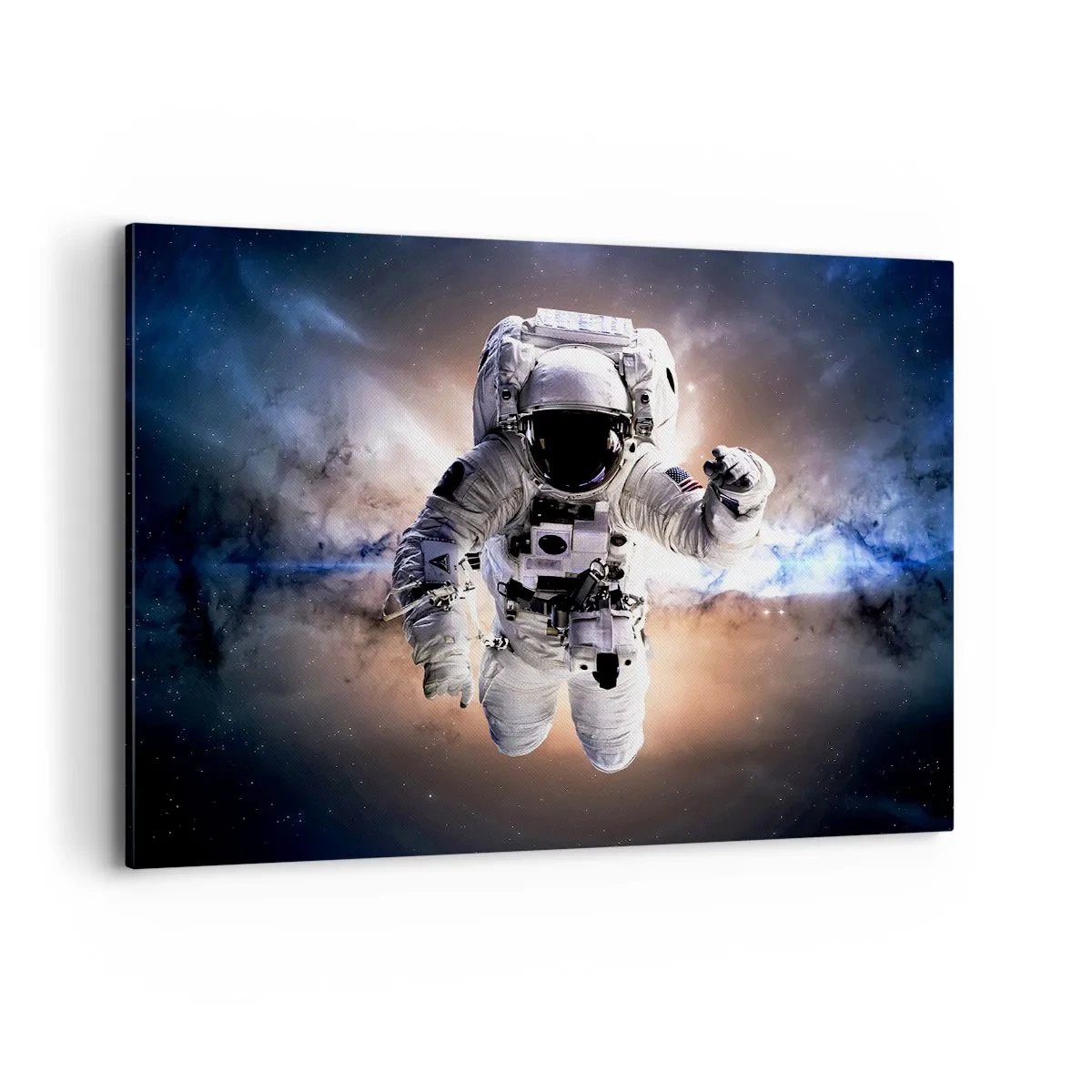 Cuadro sobre lienzo - Impresión de Imagen - Astronauta en el espacio - 120x80cm - Saludos desde el espacio exterior - Decoración de pared moderna para salón y dormitorio ARTTOR