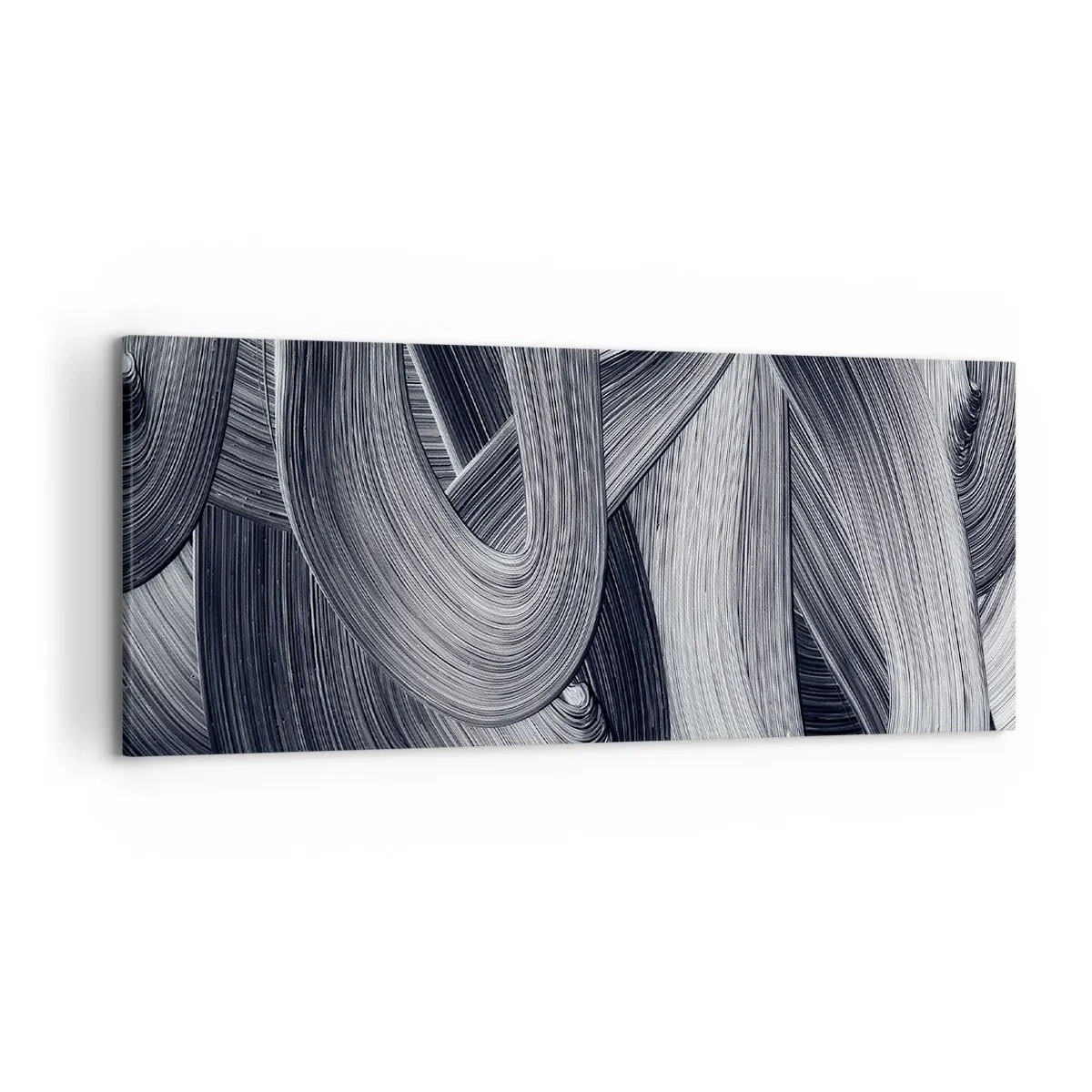 Cuadro sobre lienzo - Impresión de Imagen - Abstracción en blanco y negro con pinceladas dinámicas. - 120x50cm - La fluidez de la realidad - Decoración de pared moderna para salón y dormitorio ARTTOR