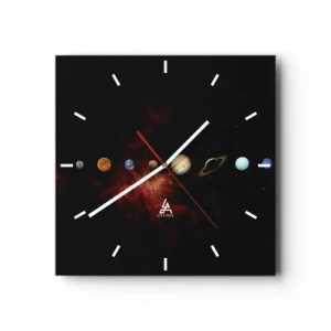 Reloj de pared - Reloj de vidrio - El sistema solar con planetas sobre el fondo del espacio. - 30x30cm - Nuestro barrio - Decoración de pared moderna para salón y dormitorio ARTTOR