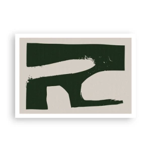 Póster - Abstracto minimalista en verde sobre un fondo claro - 100x70cm - Bahías de blanco - Decoración de pared moderna para salón y dormitorio ARTTOR