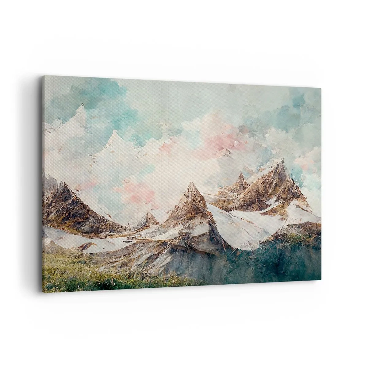 Cuadro sobre lienzo - Impresión de Imagen - Montañas pintorescas con cielos pastel - 120x80cm - Filos rocosos - Decoración de pared moderna para salón y dormitorio ARTTOR