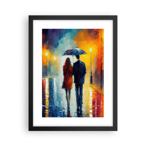 Póster en marco negro - Juntos en una noche llena de color - 30x40 cm