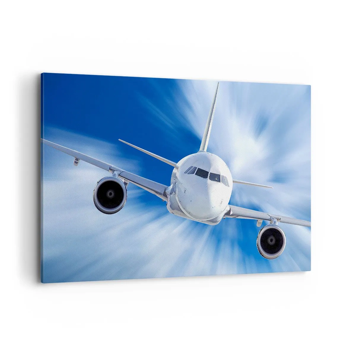 Cuadro sobre lienzo - Impresión de Imagen - Un avión de pasajeros en movimiento contra el cielo. - 120x80cm - Más rápido que el viento en el cielo - Decoración de pared moderna para salón y dormitorio ARTTOR