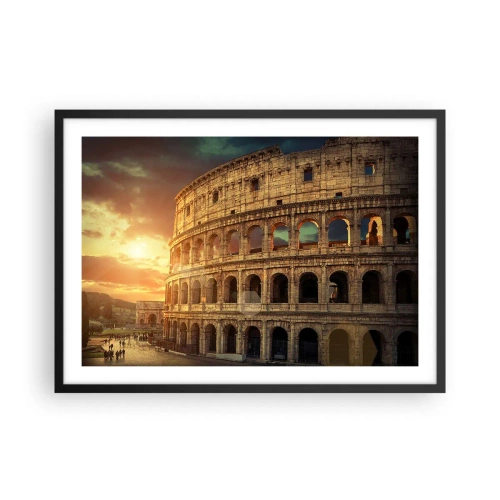 Póster en marco negro - El Coliseo de Roma al atardecer - 70x50cm - Una impresión colosal - Decoración de pared moderna para salón y dormitorio ARTTOR