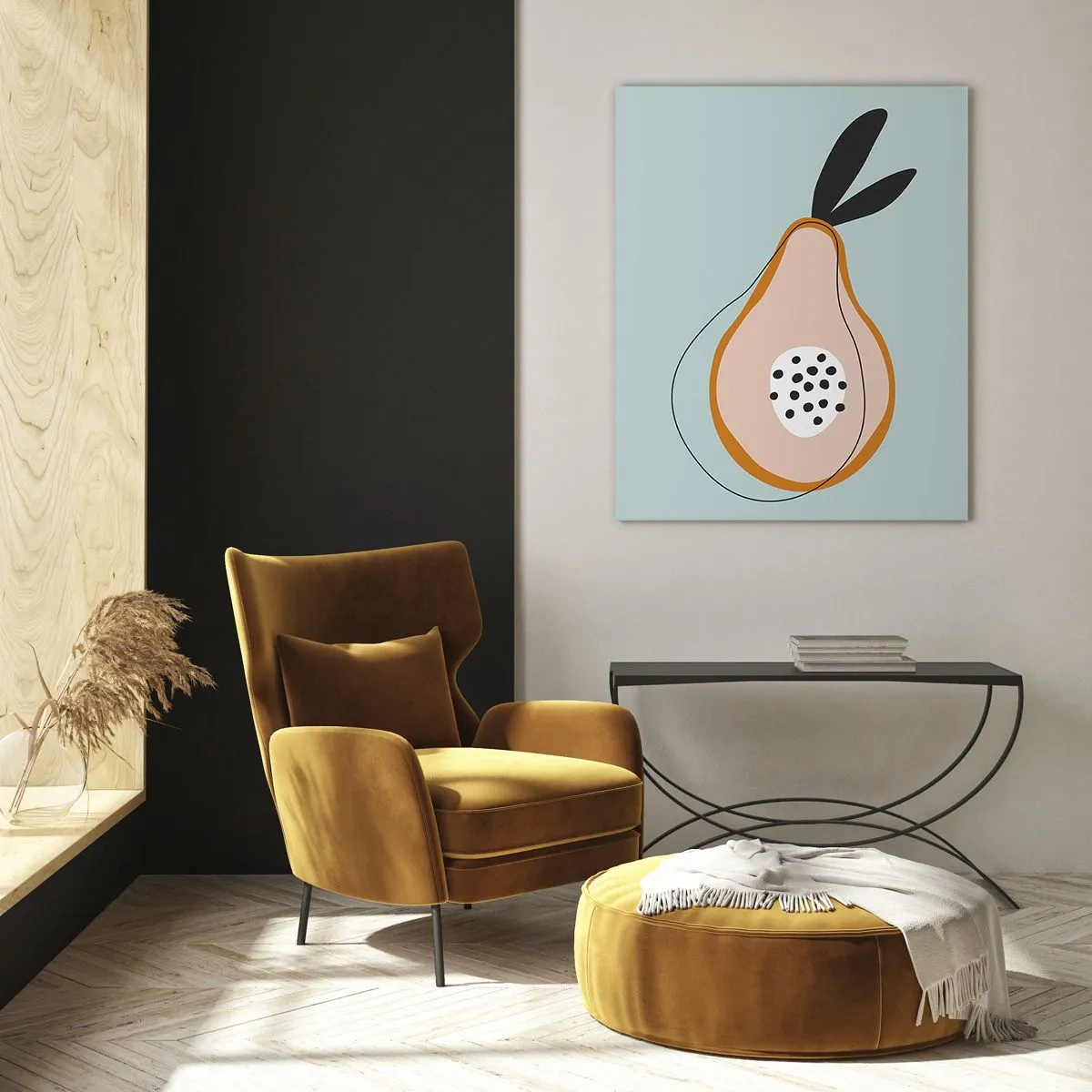 Cuadro sobre vidrio - Impresiones sobre Vidrio - Pera abstracta sobre un fondo claro - 70x100cm - El interior de la naturaleza - Decoración de pared moderna para salón y dormitorio ARTTOR