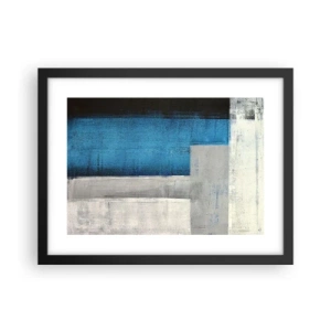 Póster en marco negro - Composición poética de gris y azul - 40x30 cm