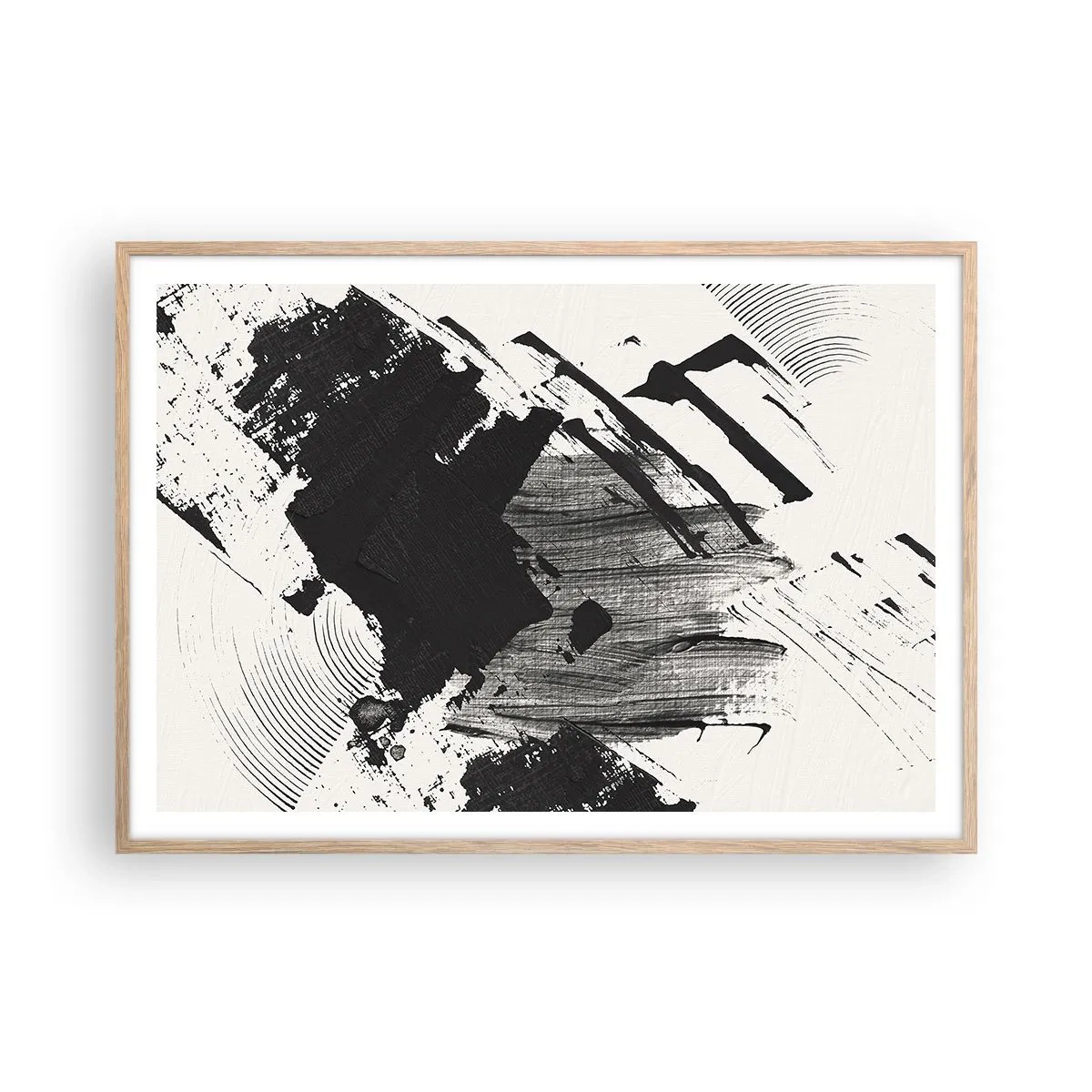 Póster en marco roble claro - Abstracción: la expresión del negro - 100x70 cm