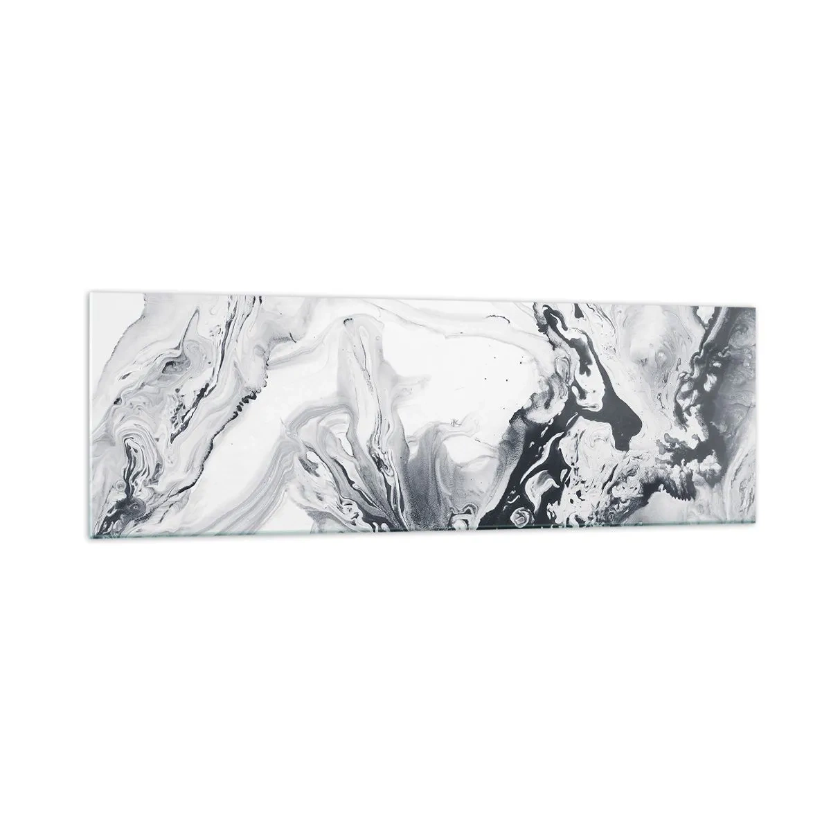 Cuadro sobre vidrio - Impresiones sobre Vidrio - Patrón abstracto monocromático con efecto mármol. - 160x50cm - Dentro de la Tierra - Decoración de pared moderna para salón y dormitorio ARTTOR