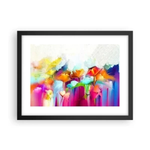 Póster en marco negro - Un arco iris ha florecido - 40x30 cm