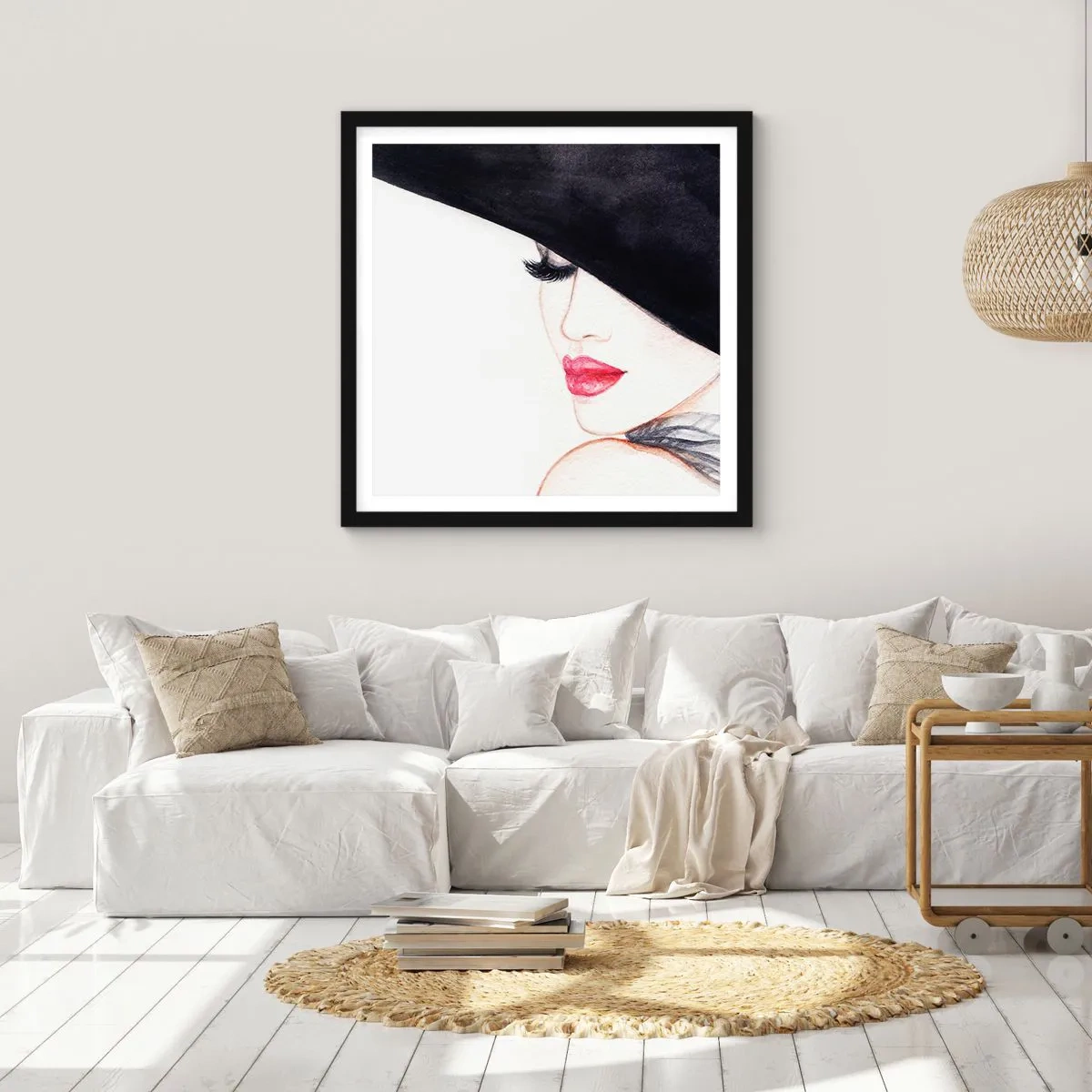 Póster en marco negro - Elegancia y sensualidad - 30x30 cm