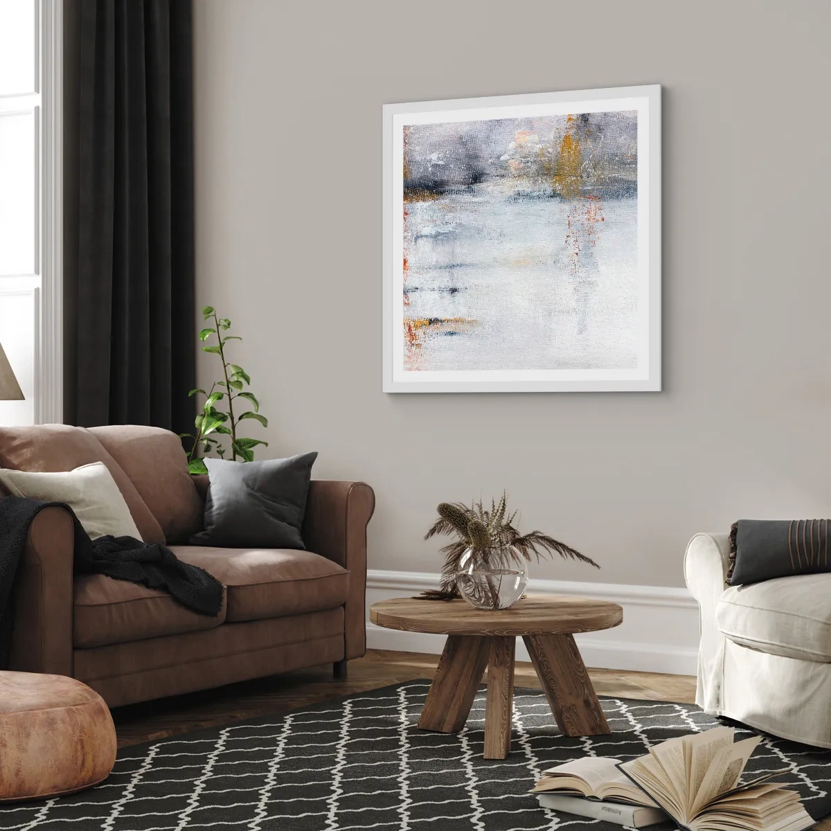 Póster en marco blanco - Tras una cortina de aire - 60x60 cm