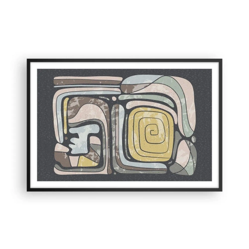 Póster en marco negro - Abstracción con espíritu precolombino - 91x61 cm