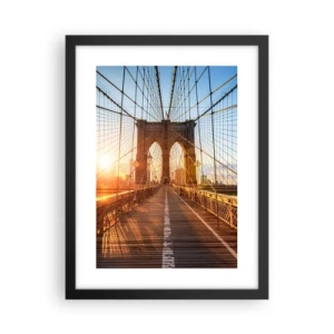 Póster en marco negro - En el puente dorado - 30x40 cm
