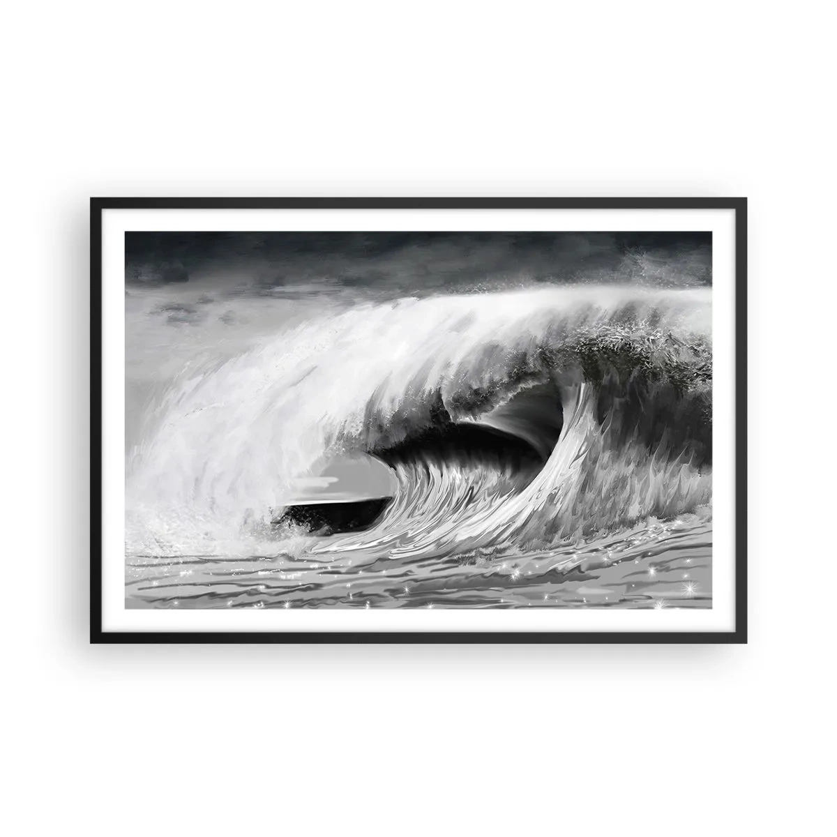 Póster en marco negro - La ira del océano - 91x61 cm