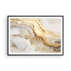 Póster en marco negro - Patrones abstractos de oro y mármol sobre un fondo claro. - 100x70cm - Abstracción: belleza y bondad - Decoración de pared moderna para salón y dormitorio ARTTOR