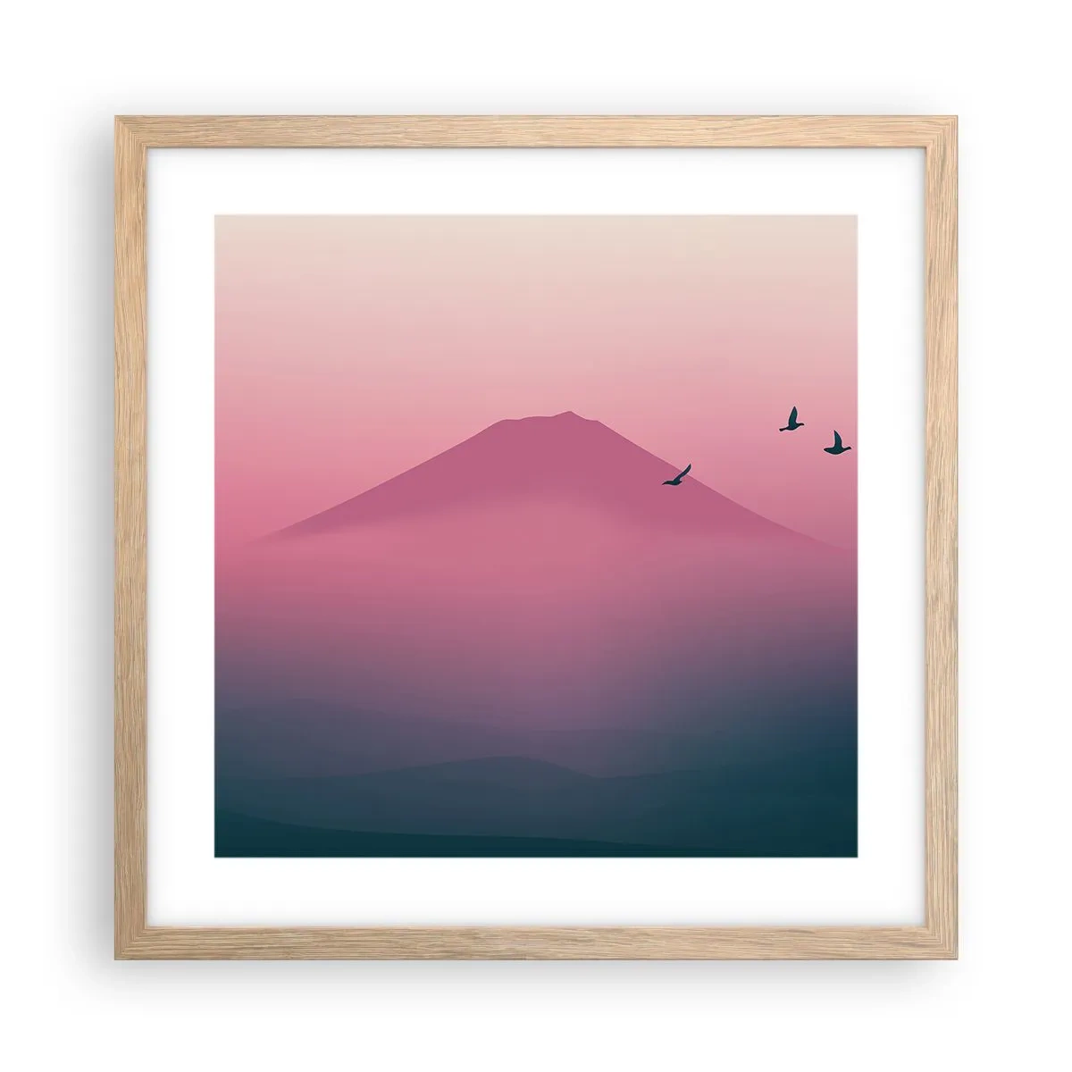 Póster en marco roble claro - Sobre las nubes - 40x40 cm