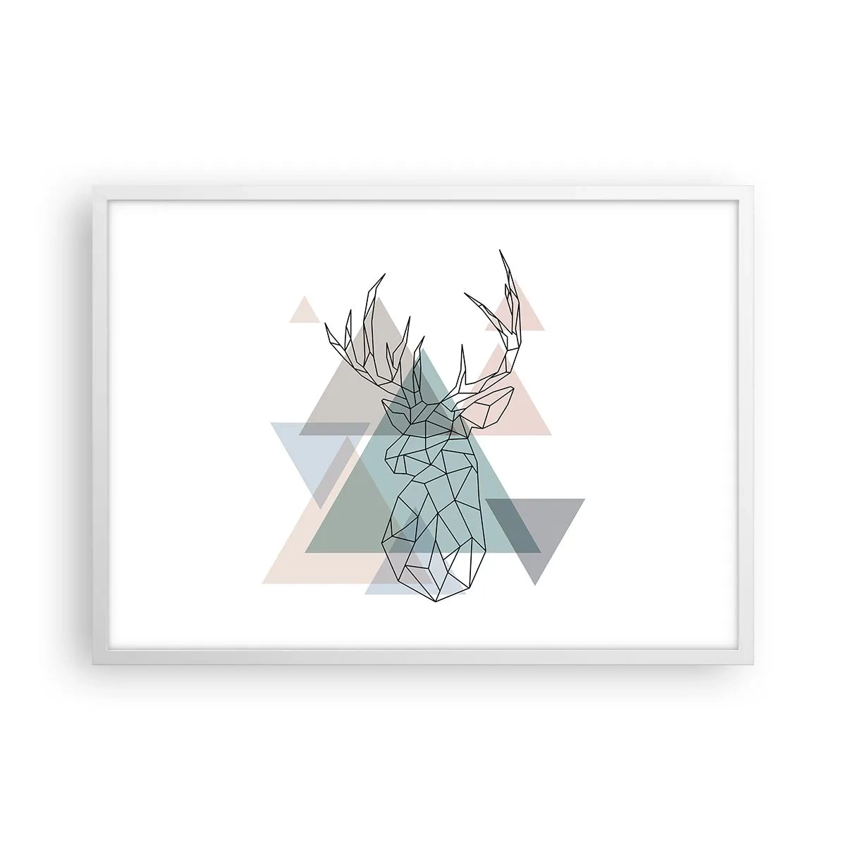 Póster en marco blanco - En un bosque geométrico - 70x50 cm
