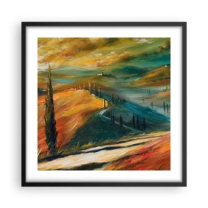 Póster en marco negro - Paisaje toscano - 50x50 cm