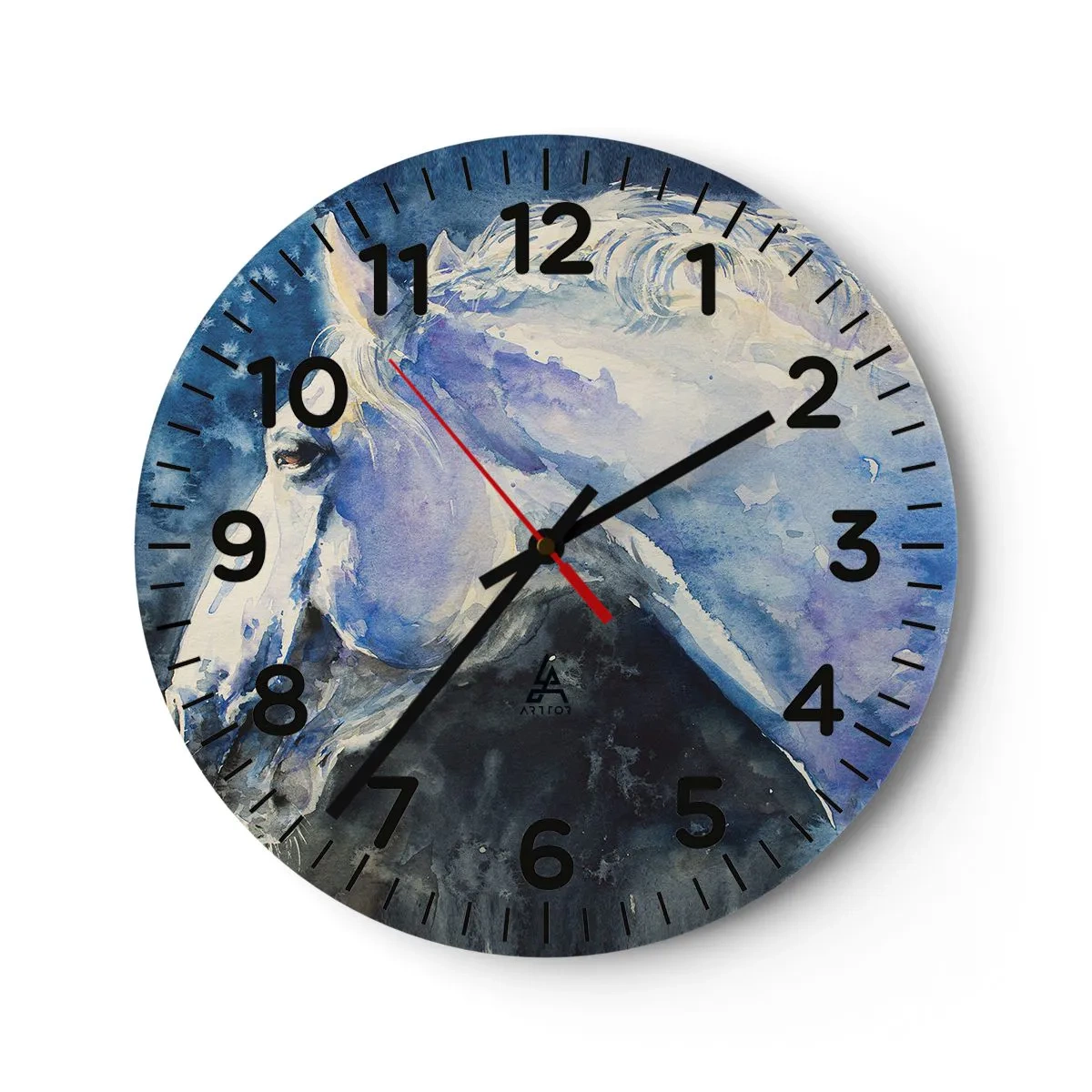 Reloj de pared - Reloj de vidrio - Retrato en un resplandor azul - 30x30 cm