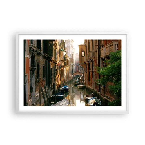 Póster en marco blanco - En un callejón veneciano - 70x50 cm